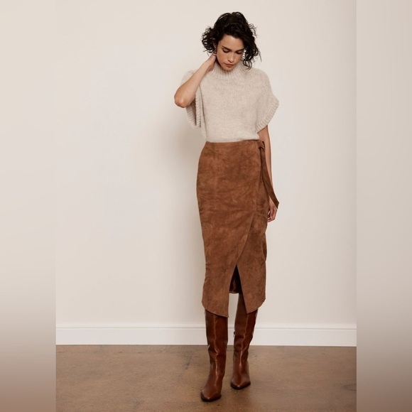 Trendy DANIER leather suede maxi vintage skirt w retro midcentury YTK Vibe - Picture 16 of 16